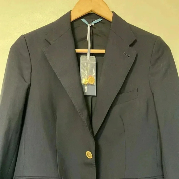 NWT Vineyard Vines 100% virgin wool navy gold  buttons blazer - Picture 2 of 10